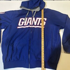 New York Giants Jacket Mens Blue NFL Football Reversible Hooded Knit Logo XXL